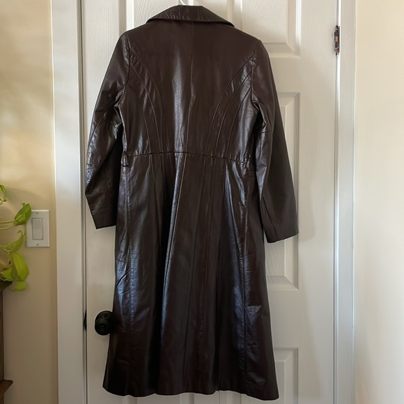 VINTAGE stunning burgundy deep red wine leather duster jacket 1970s - Picture 7 of 9